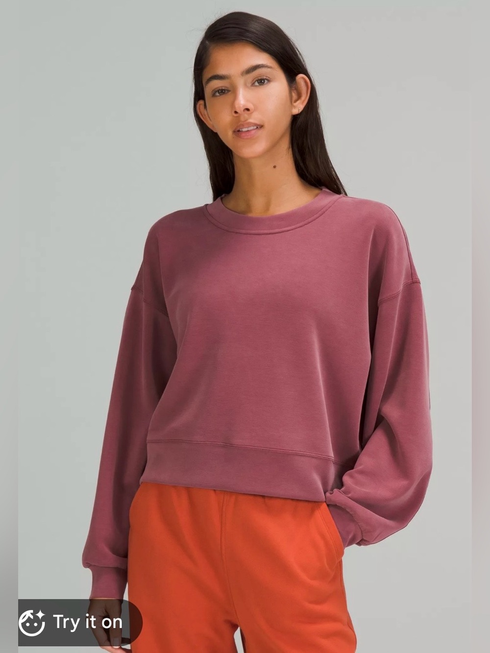 Lululemon Perfectly Oversized Cropped Crew *Softstreme in deep mauve XL